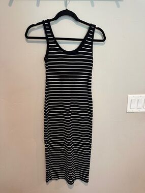 Ambiance Black and White Striped Midi Tank Dress